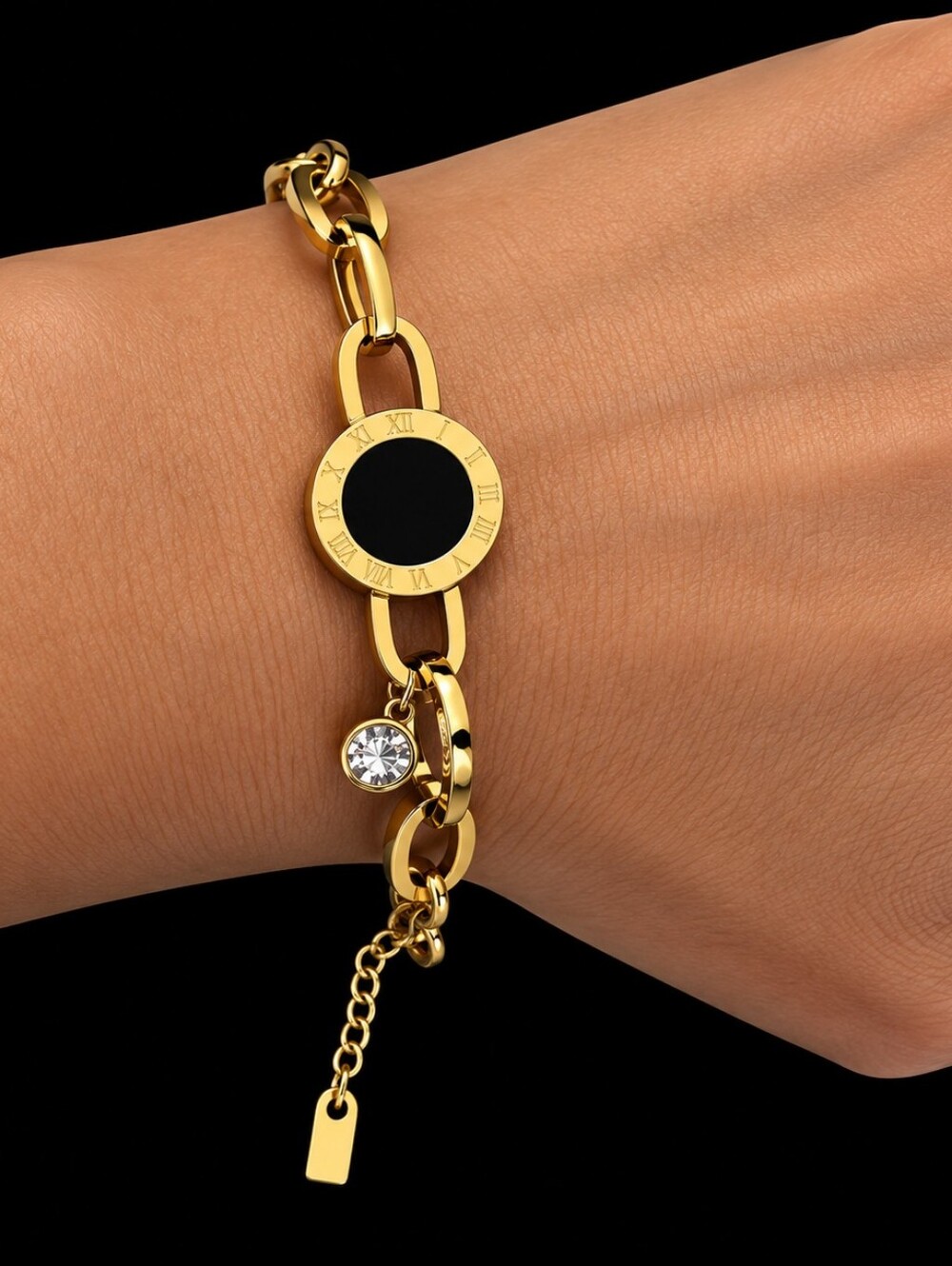 SS Elegant Gold and Black Bracelet